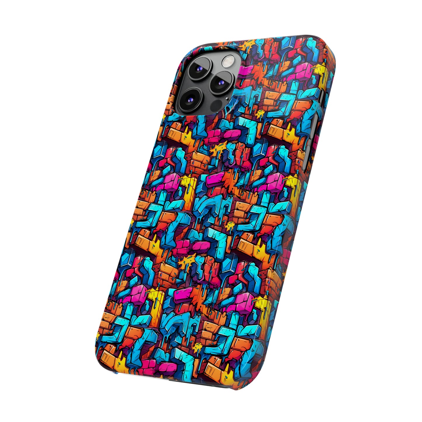 3D Rainbow Colored Graphic Blocks Design Iphone 15-12 Slim Phone Case