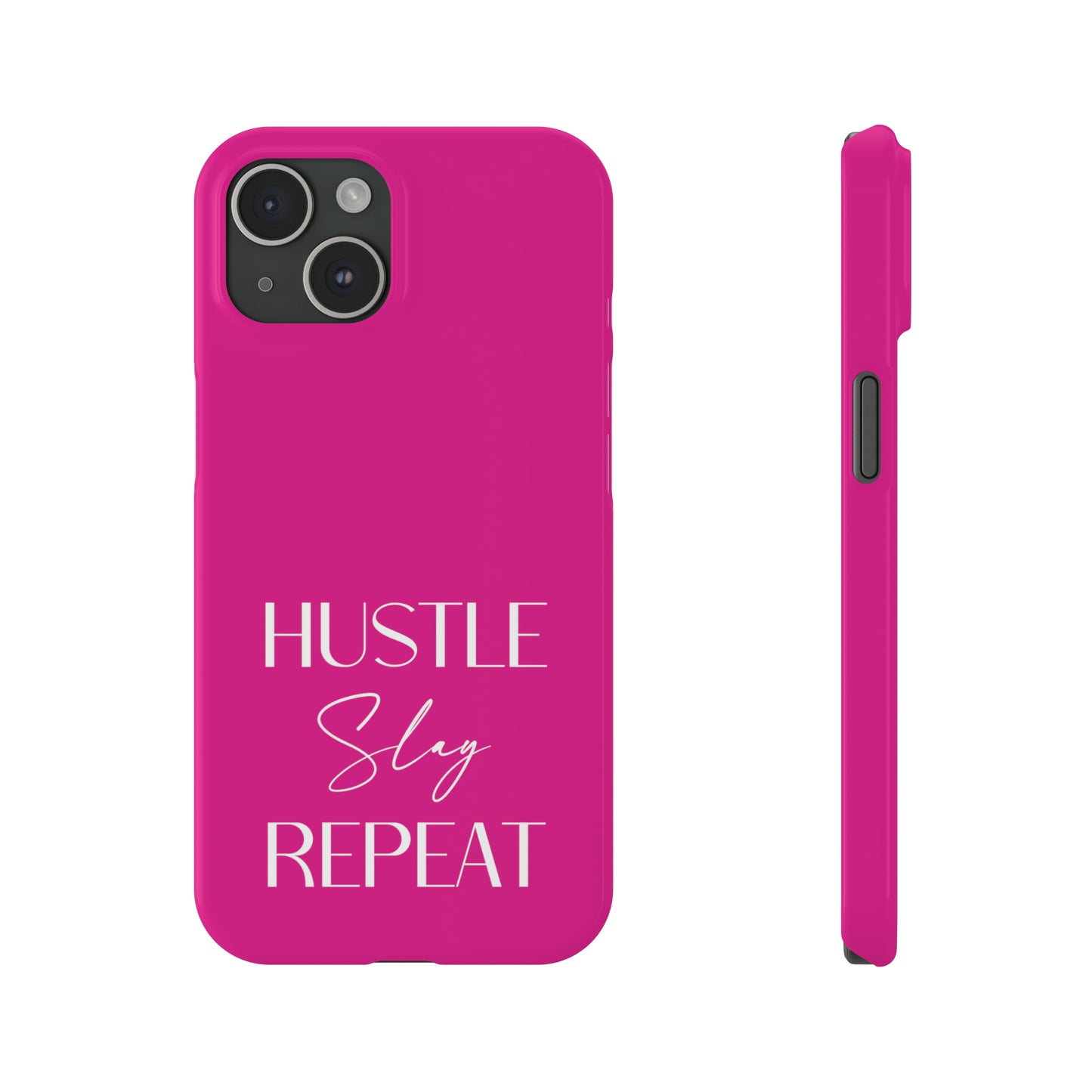 Pink - Hustle Slay Repeat Iphone 15-12 Slim Phone Case