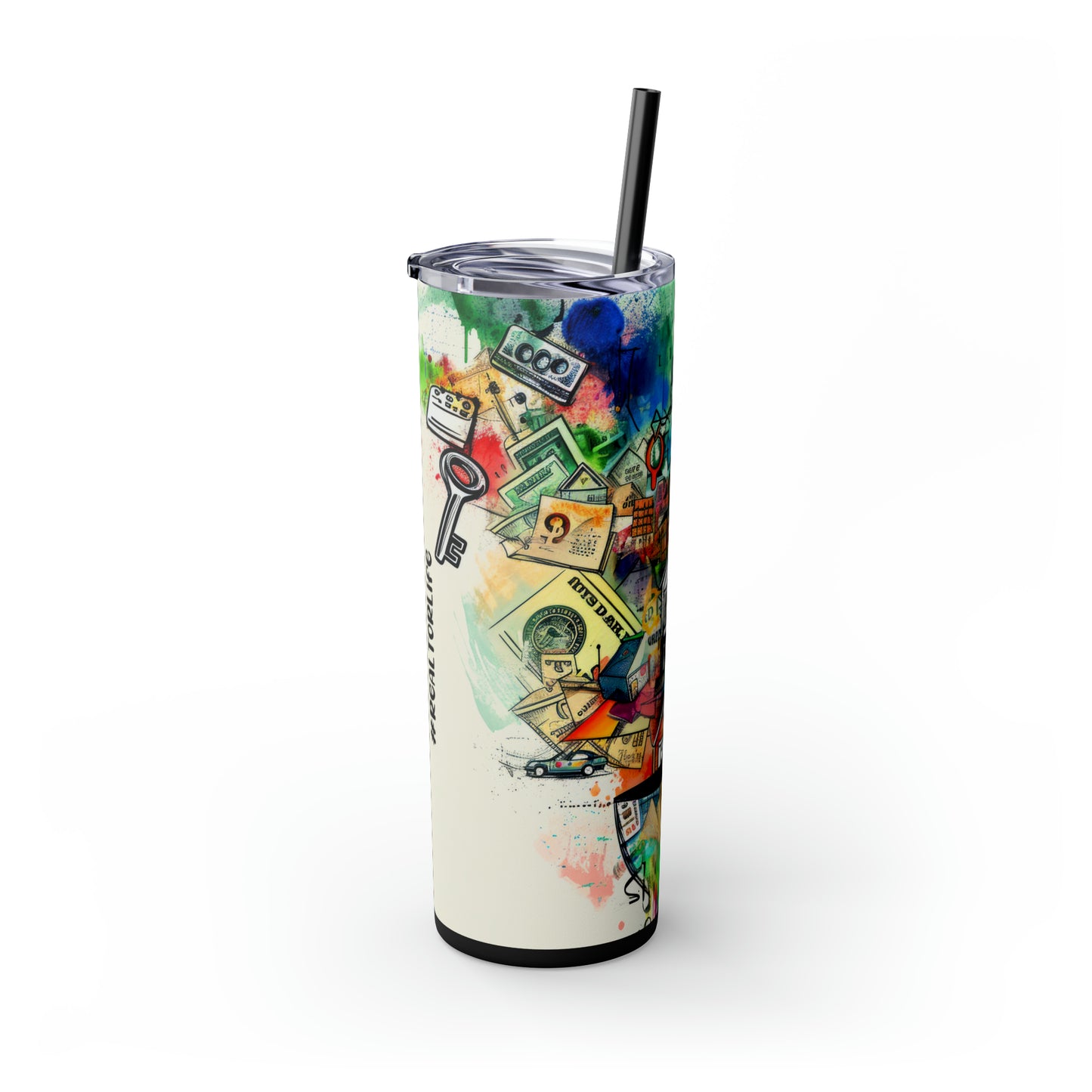 Vibrant Collage Real Estate and Realtor Life 20oz Skinny Tumbler with Straw