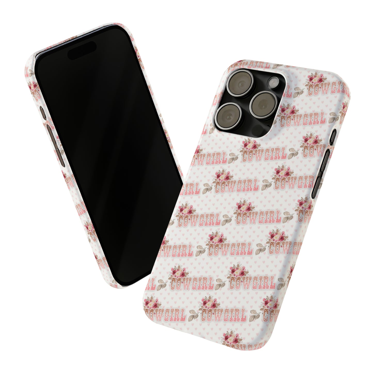 Pink Cowgirl and Flowers Iphone 15-12 Slim Phone Case