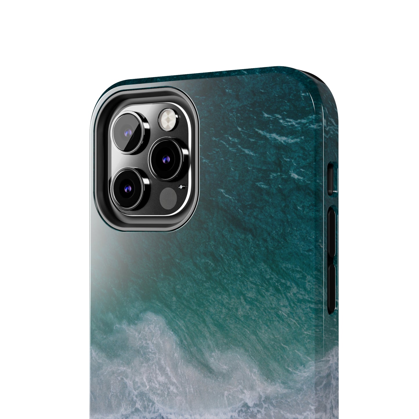 Ocean's Embrace: Deep Green Waters with White Waves Crashing onto the Beach Design Iphone Tough Phone Case