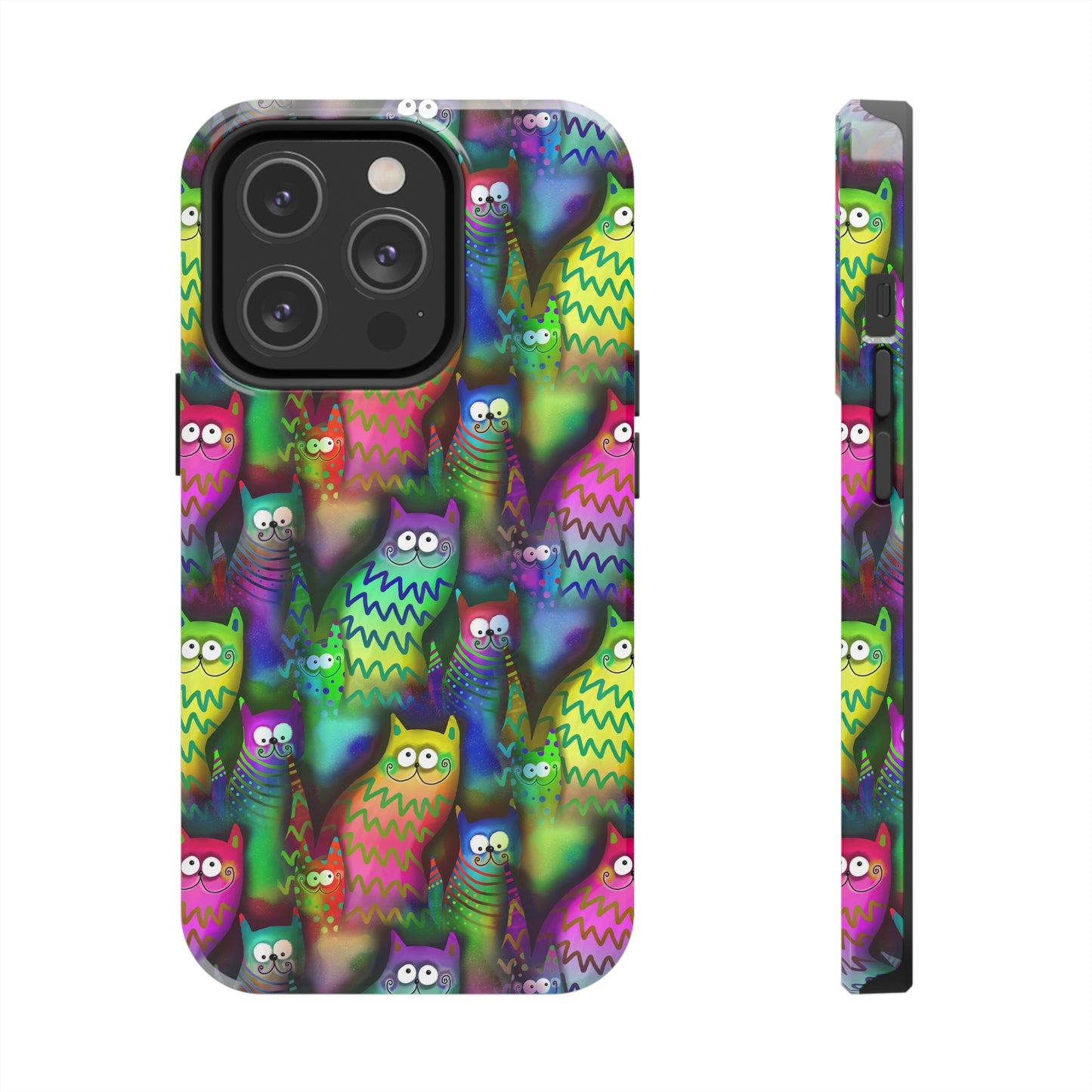 Neon Rainbow Cartoon Cats Iphone Tough Phone Case