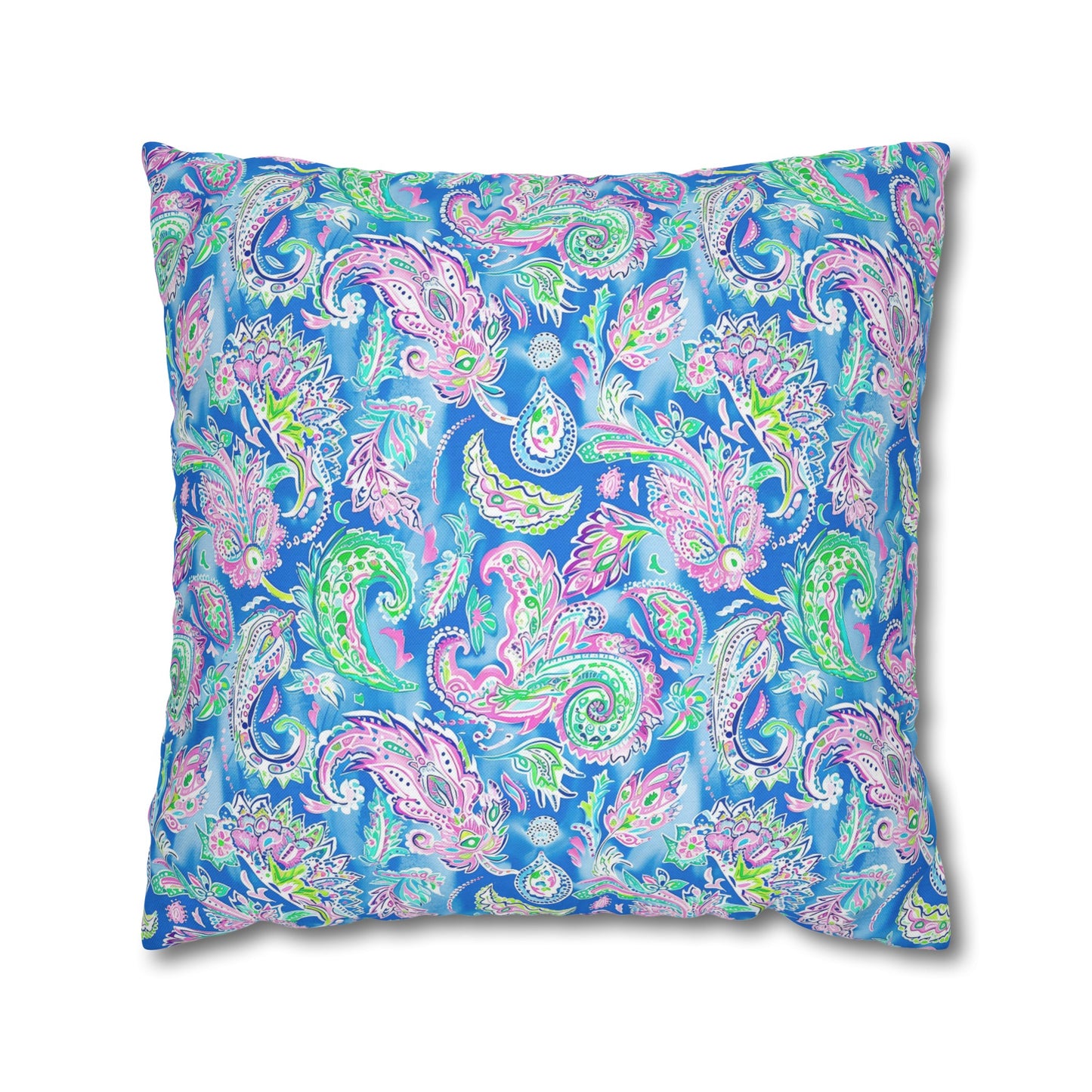 Pastel Paisley Whimsy: Delicate Design in Soft Hues Spun Polyester Square Pillowcase 4 Sizes