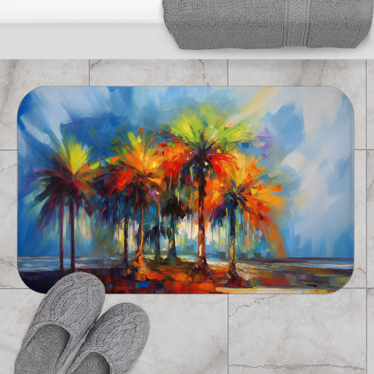 Dynamic Palmettos Abstract Depiction of South Carolina's Iconic Trees   - Bathroom Non-Slip Mat 2 Sizes