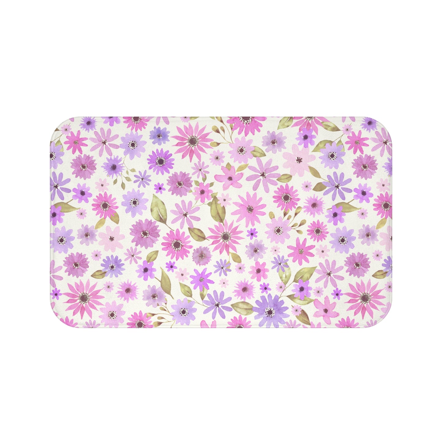 Pink and Purple Flower Design  - Bathroom Non-Slip Mat 2 Sizes