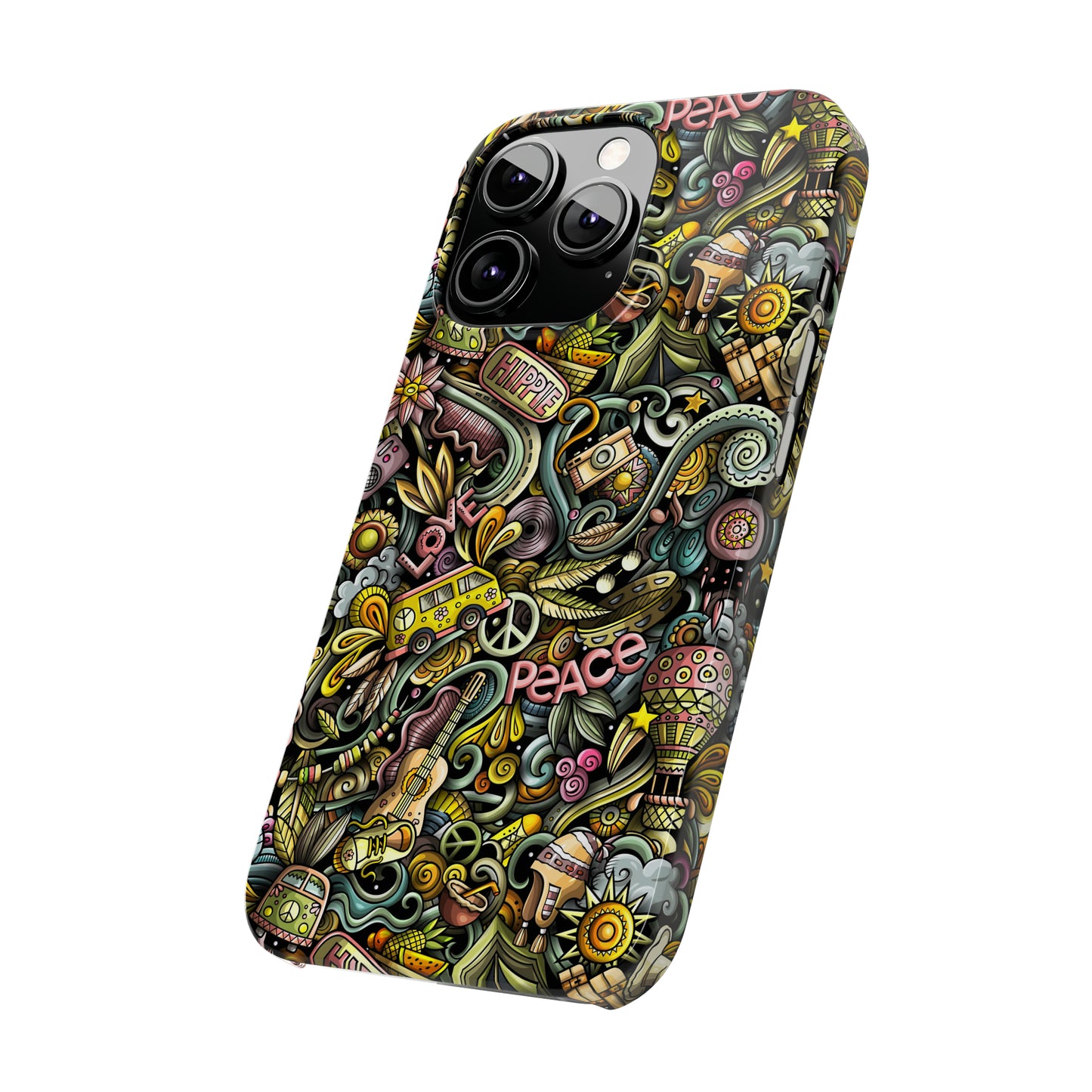 Peace, Love & VW Fun Cartoon Design Iphone 15-12 Slim Phone Case