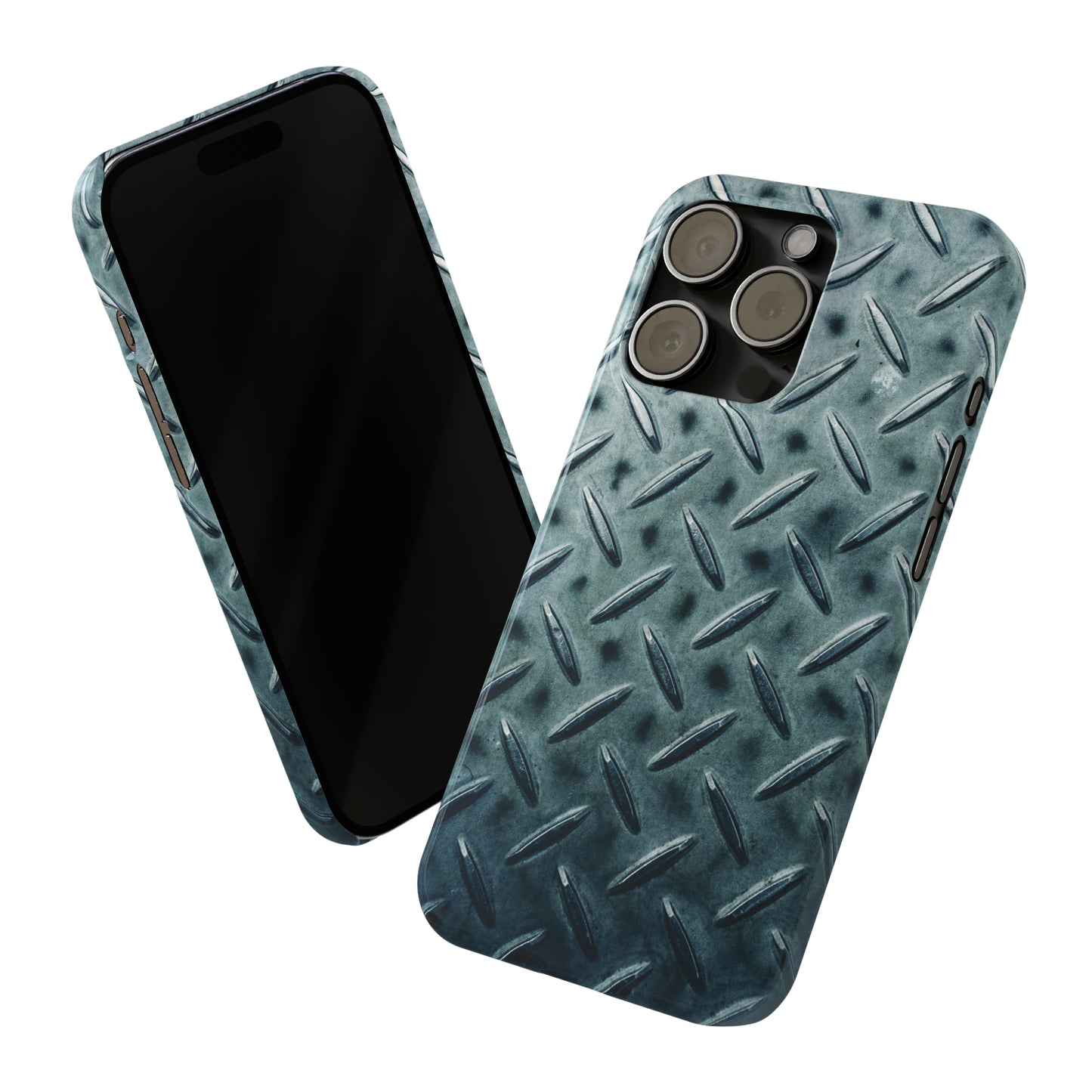 Blue Steel Diamond Plate Design Iphone 15-12 Slim Phone Case