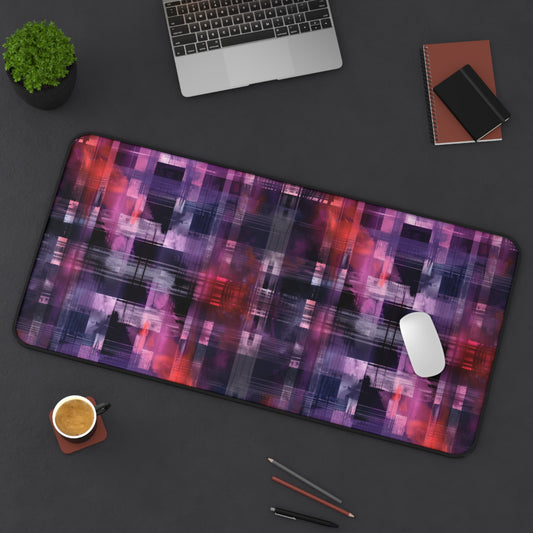 Cyberpunk Plaid in Bold Watercolor Flannel Pattern in Purple and Red Gaming Mouse Pad  Desk Mat  - 3 Sizes