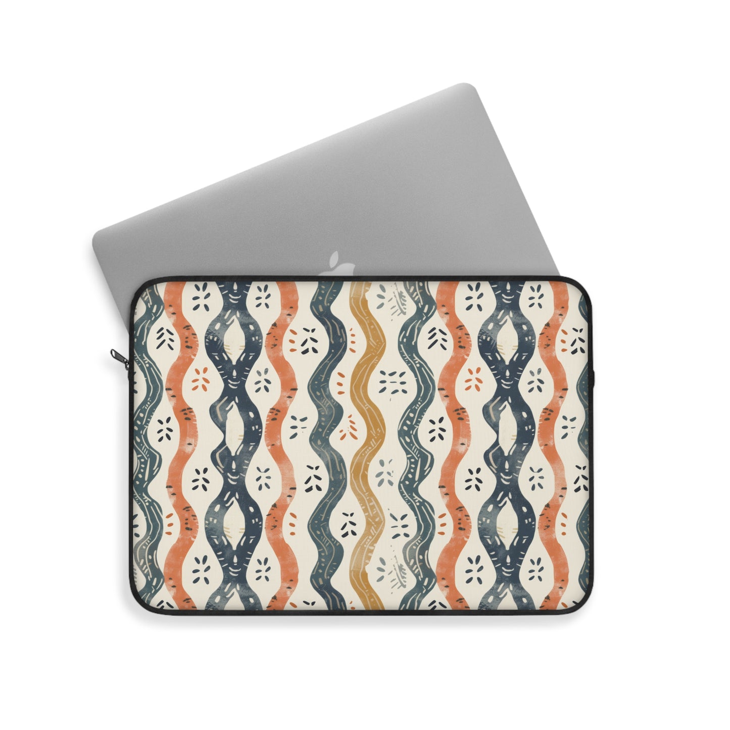 Boho Waves with Earthy Blues Reds and Browns Laptop or Ipad Protective Sleeve 3 Sizes Available