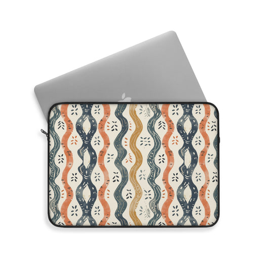 Boho Waves with Earthy Blues Reds and Browns Laptop or Ipad Protective Sleeve 3 Sizes Available