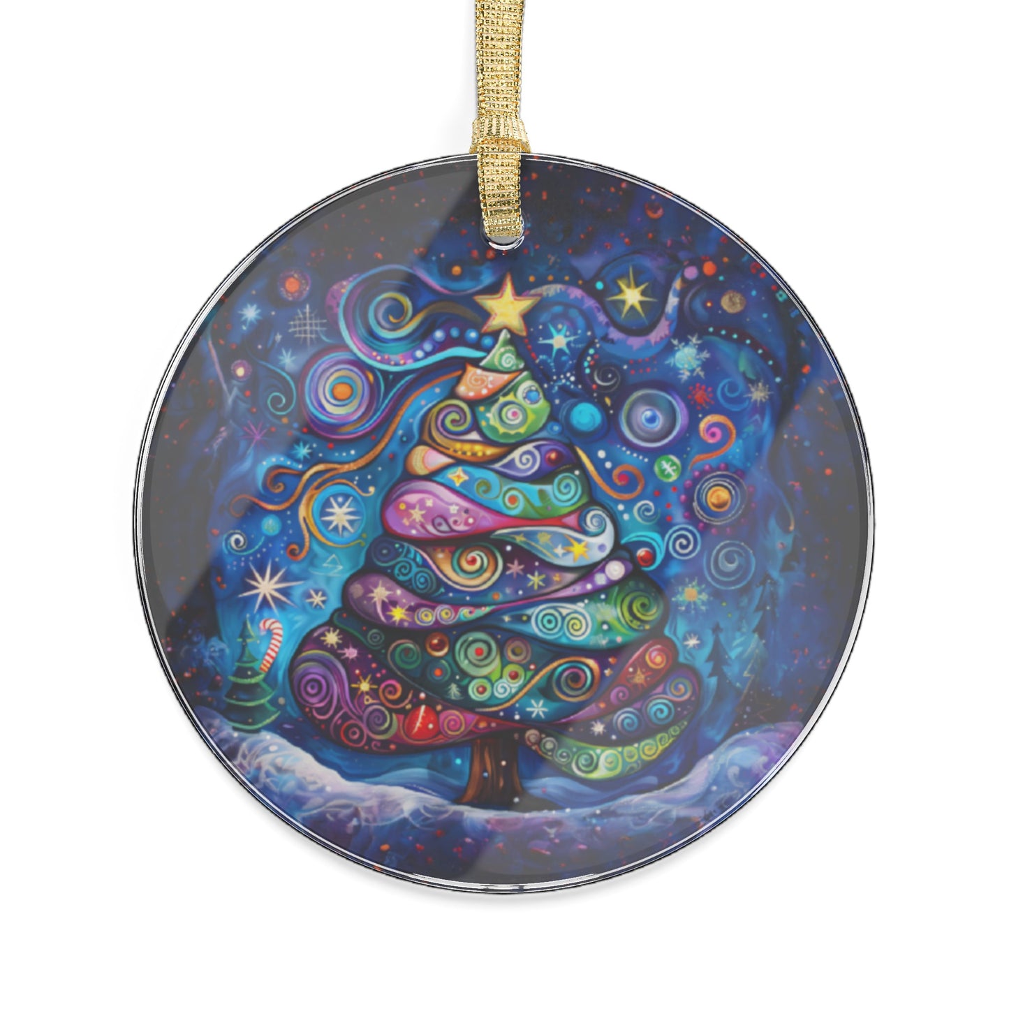 Vibrant Abstract Patchwork Christmas Tree Illuminating the Season Acrylic Ornaments 1, 5, 10, 25, and 50 pieces