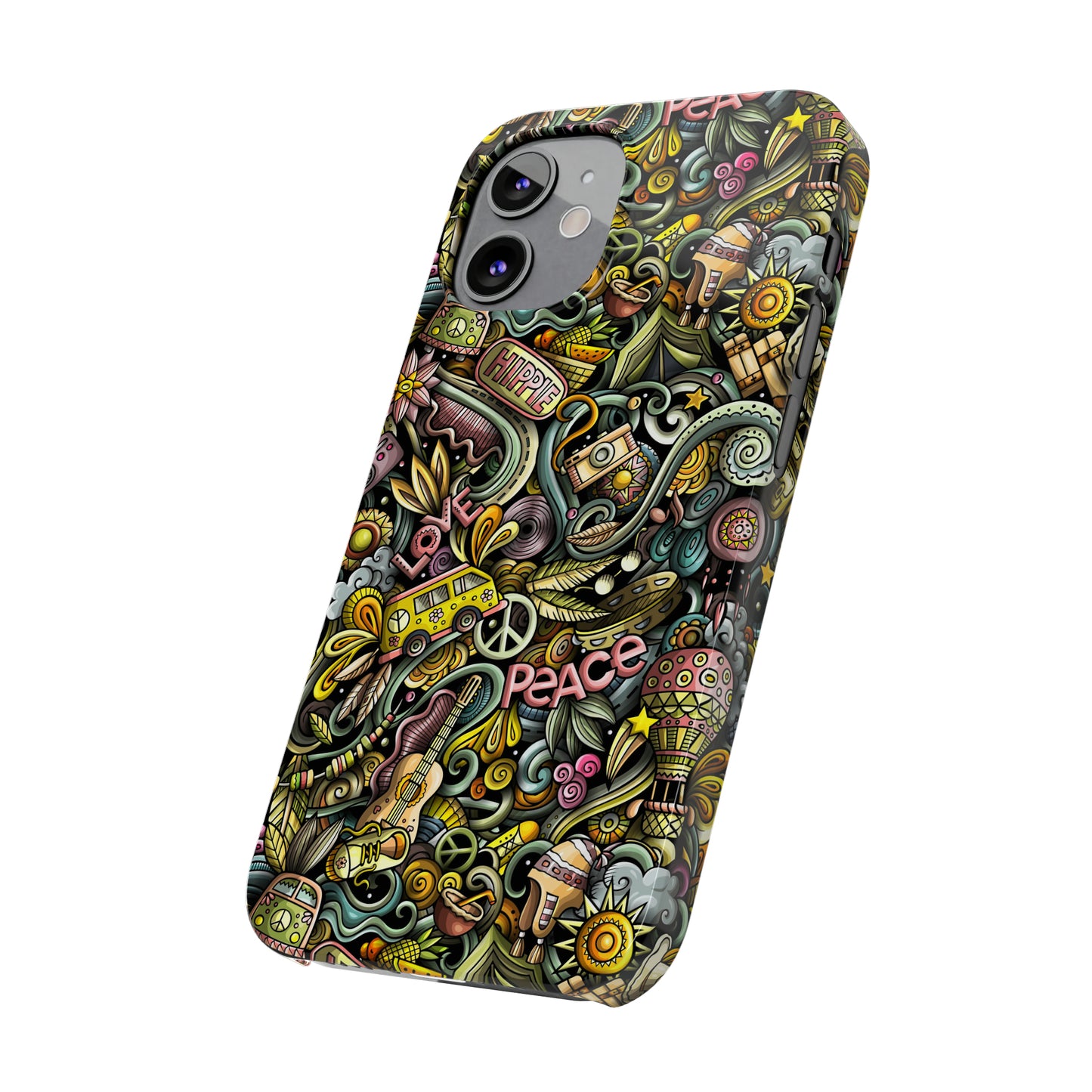 Peace, Love & VW Fun Cartoon Design Iphone 15-12 Slim Phone Case