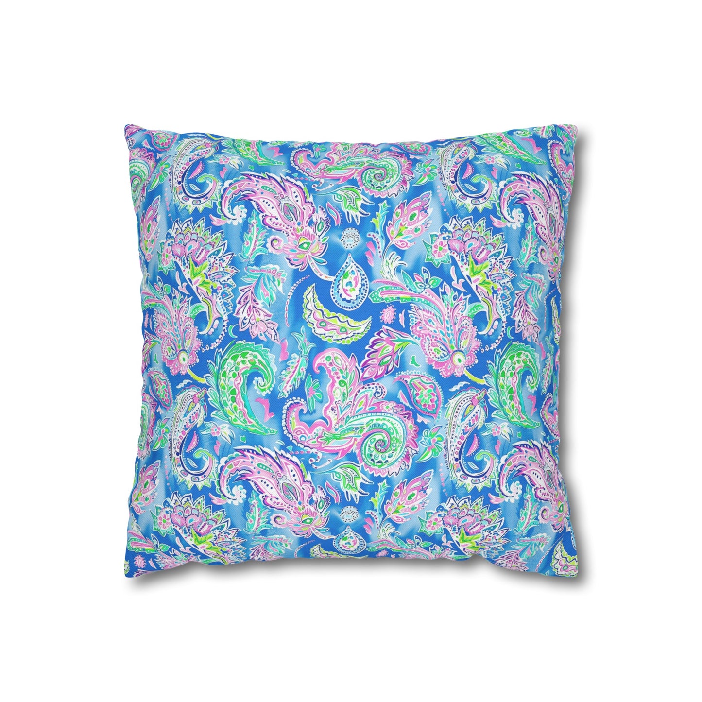 Pastel Paisley Whimsy: Delicate Design in Soft Hues Spun Polyester Square Pillowcase 4 Sizes