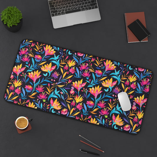 Vibrant Floral Fantasy in Midnight Garden Extended Gaming Mouse Pad  Desk Mat  - 3 Sizes