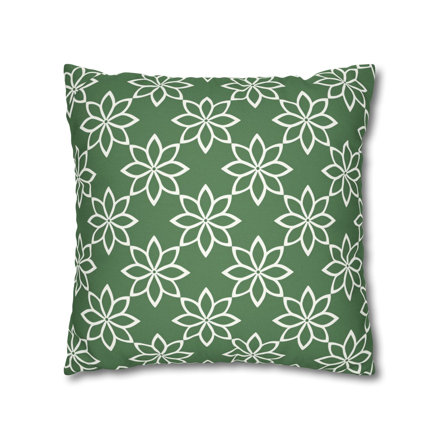 Modern Minimalist Green and White Geometric Floral Design Spun Polyester Square Pillowcase 4 Sizes