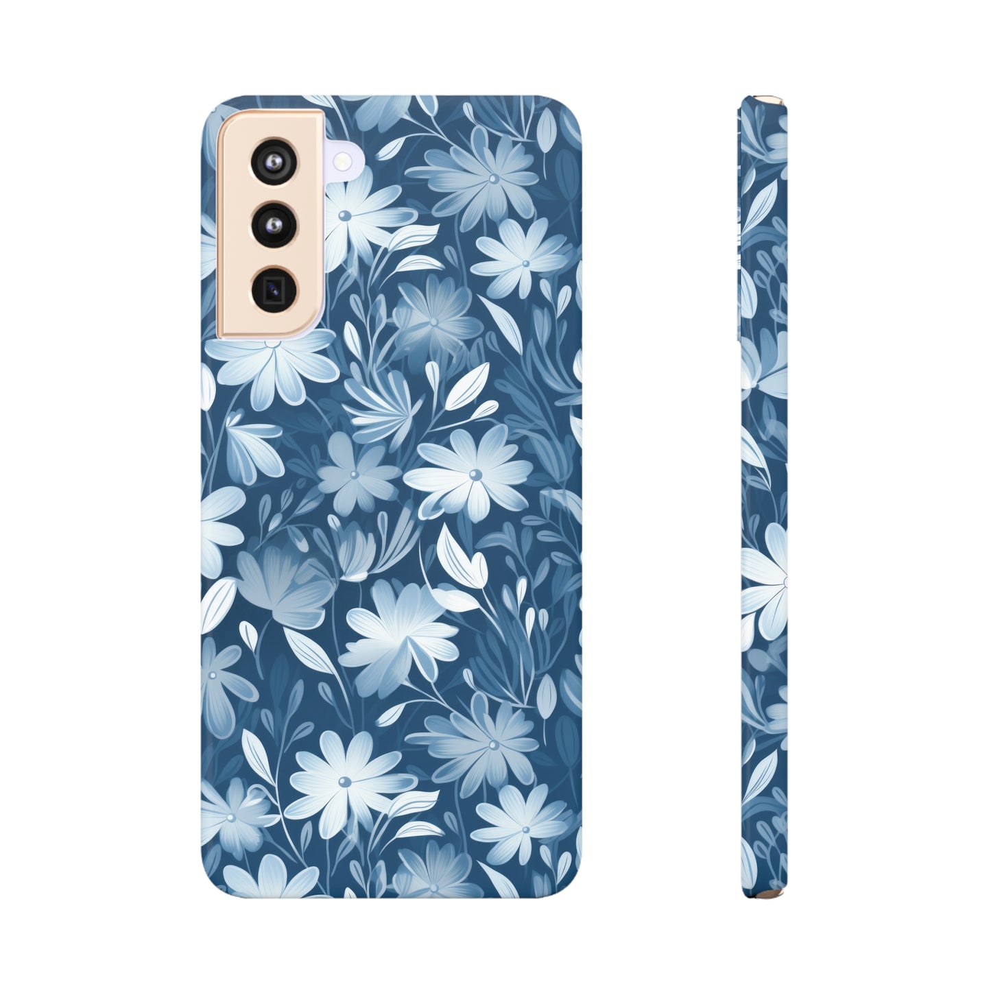 Gentle Elegance: Soft Muted Blue Flower Design Samsung Slim Cases