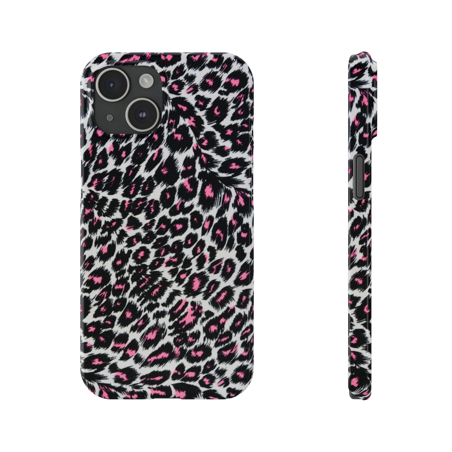 Fierce Femininity Pink and Black Leopard Print Iphone 15-12 Slim Phone Case