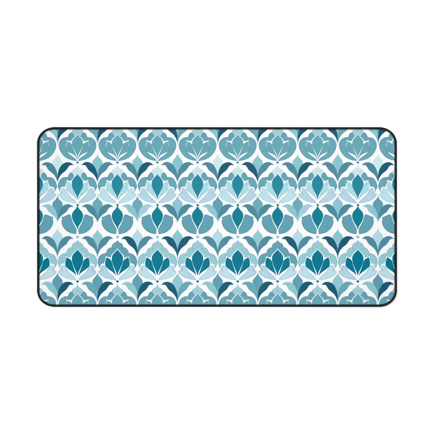 Serene Floral Pattern in Shades of Aqua and Teal, Forming Graceful Botanical Motifs Extended Gaming Mouse Pad  Desk Mat  - 3 Sizes