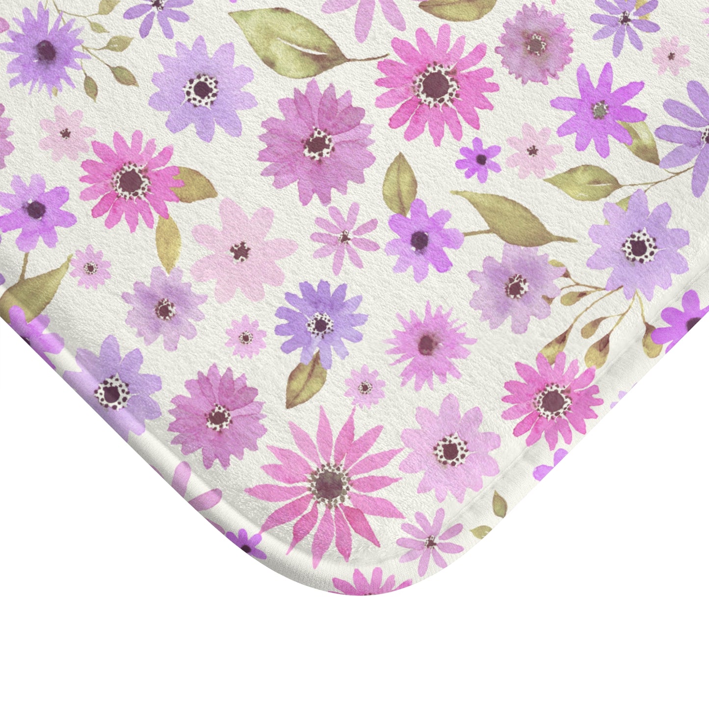 Pink and Purple Flower Design  - Bathroom Non-Slip Mat 2 Sizes