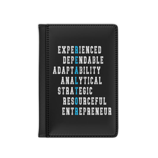 Realtor in Blue, Experienced Dependable Adaptability Analytical Strategic Resourceful Entrepreneur - Passport Cover Faux Leather RFID Blocking