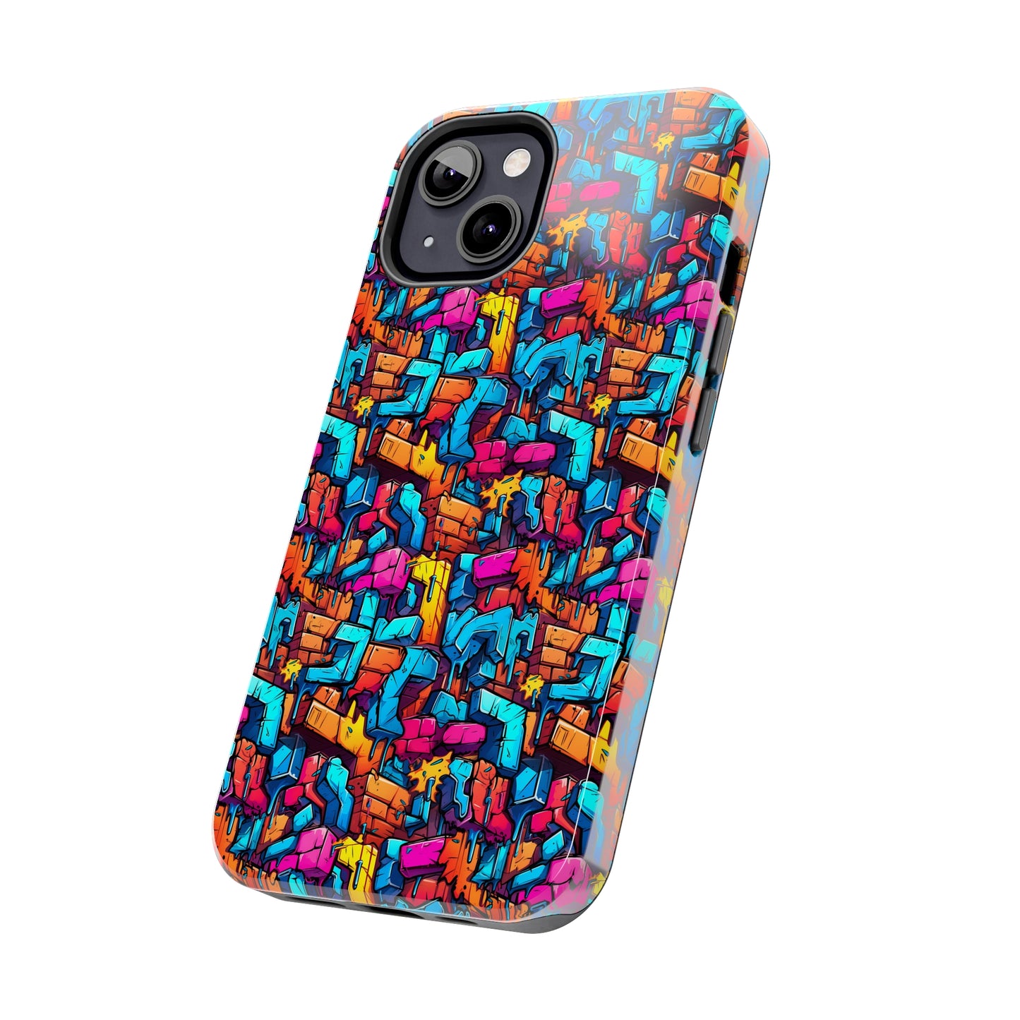 3D Rainbow Colored Graphic Blocks Design Iphone Tough Phone Case