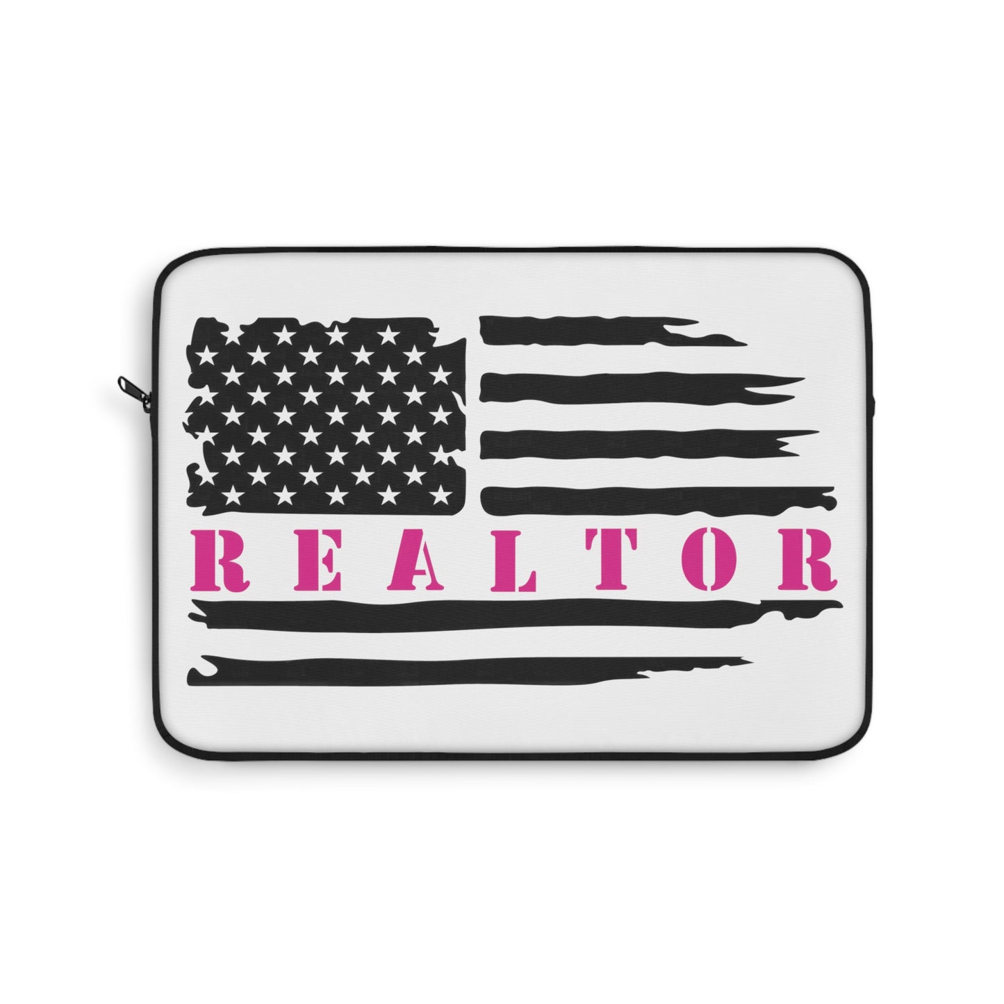 American Flag & Realtor Black & Pink Laptop or Ipad Protective Sleeve 3 Sizes