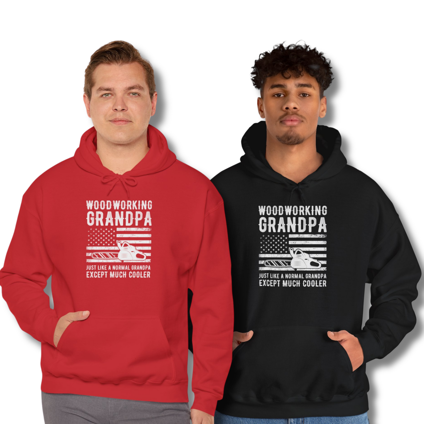 Woodworking Grandpa Just Like a Normal Grandpa Except Much Cooler American Flag - Hooded Sweatshirt S-5XL