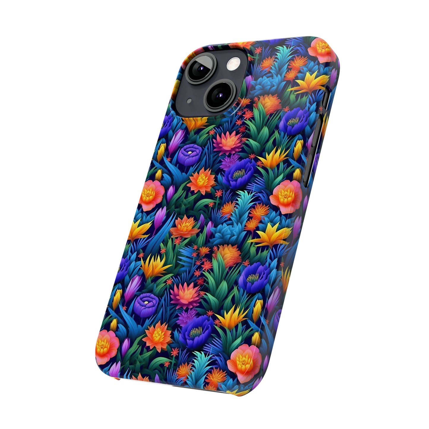 3D Tropical Bright Flowers Iphone 15-12 Slim Phone Case