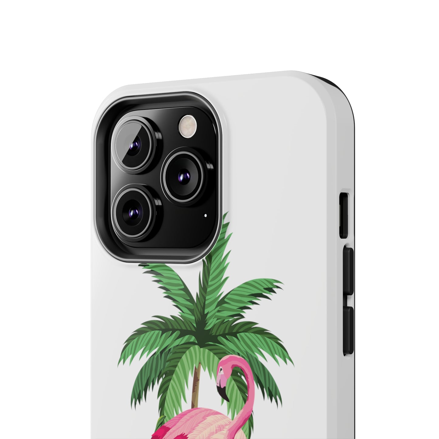 Tropical Pink Flamingo and Flowers Iphone Tough Phone Case
