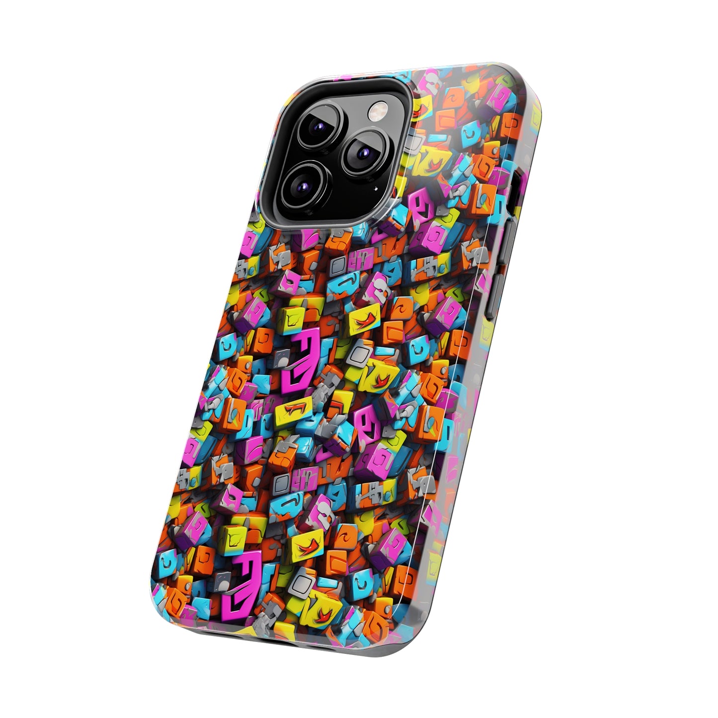 3D Abstract Colorful Block Design Iphone Tough Phone Case