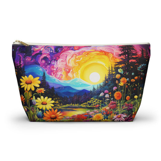 Enchanting Sunrise Over a Whimsical Field of Wildflowers  - Makeup & Accessory Bag 2 Sizes