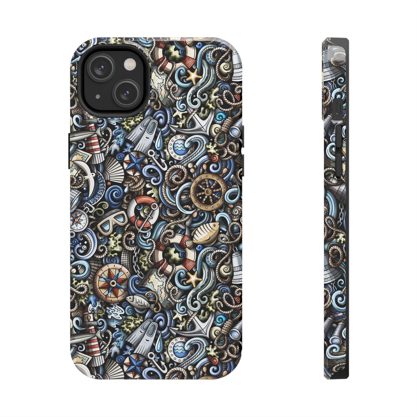 Nautical Ocean Navigation and Sealife Cartoon Design Iphone Tough Phone Case