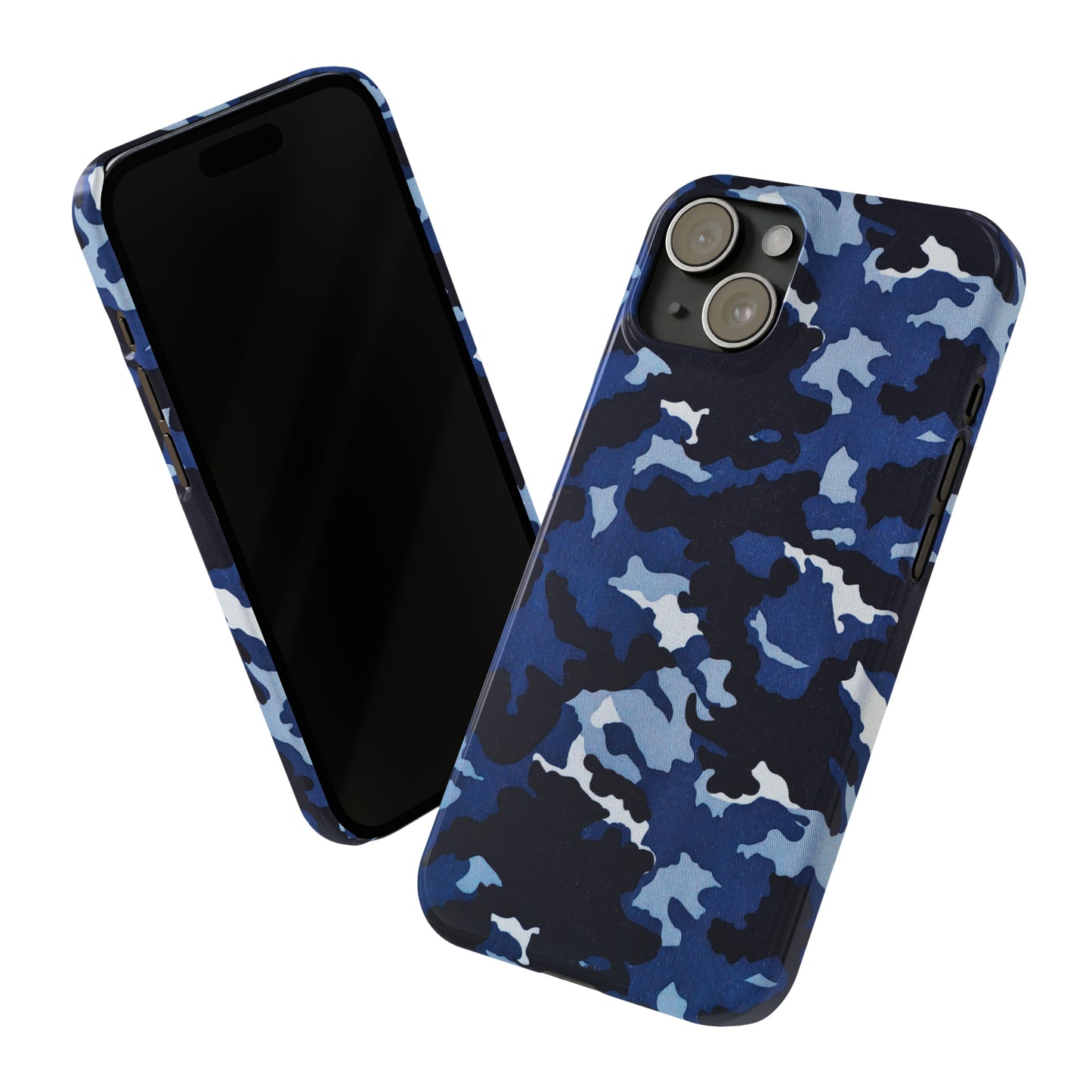 Deep Sea Concealment: Navy Blue Camouflage Iphone 15-12 Slim Phone Case