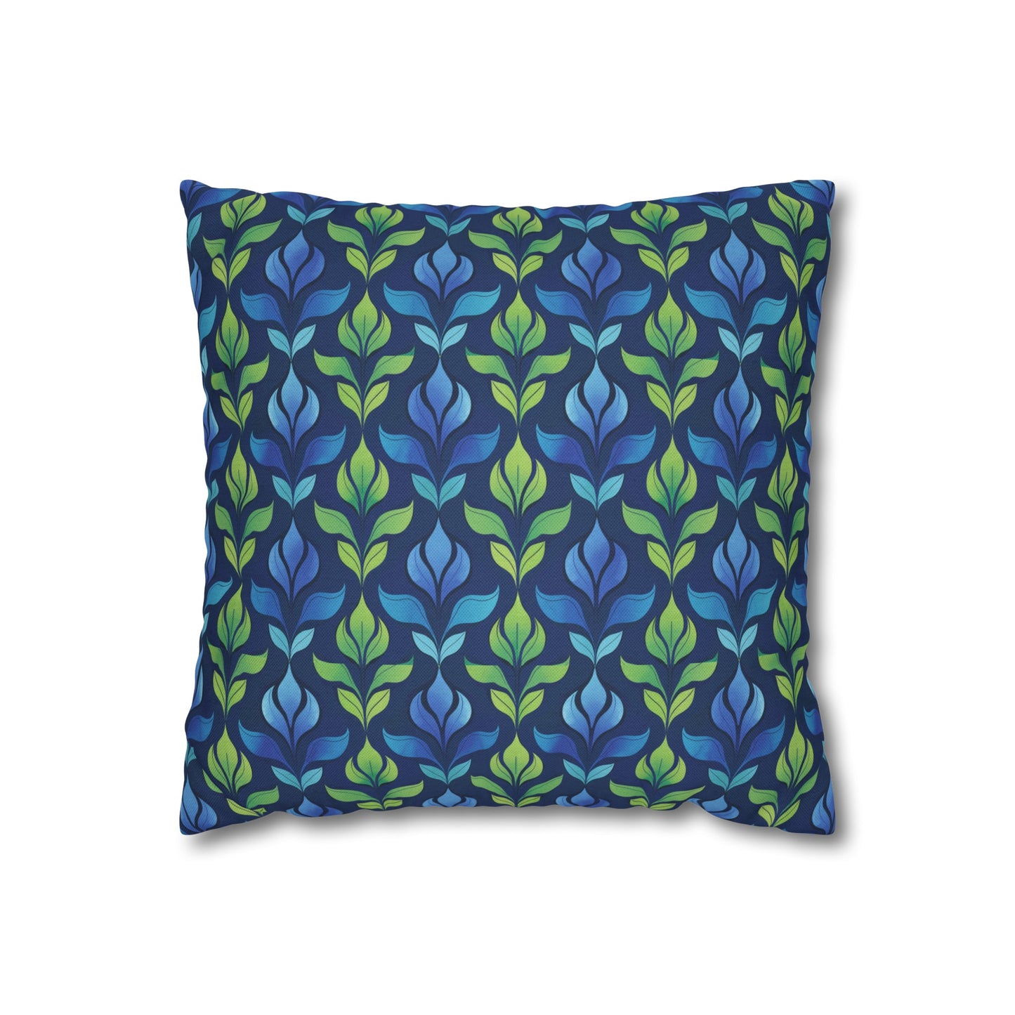 Vintage Blue and Green Botanical Spun Polyester Square Pillowcase 4 Sizes