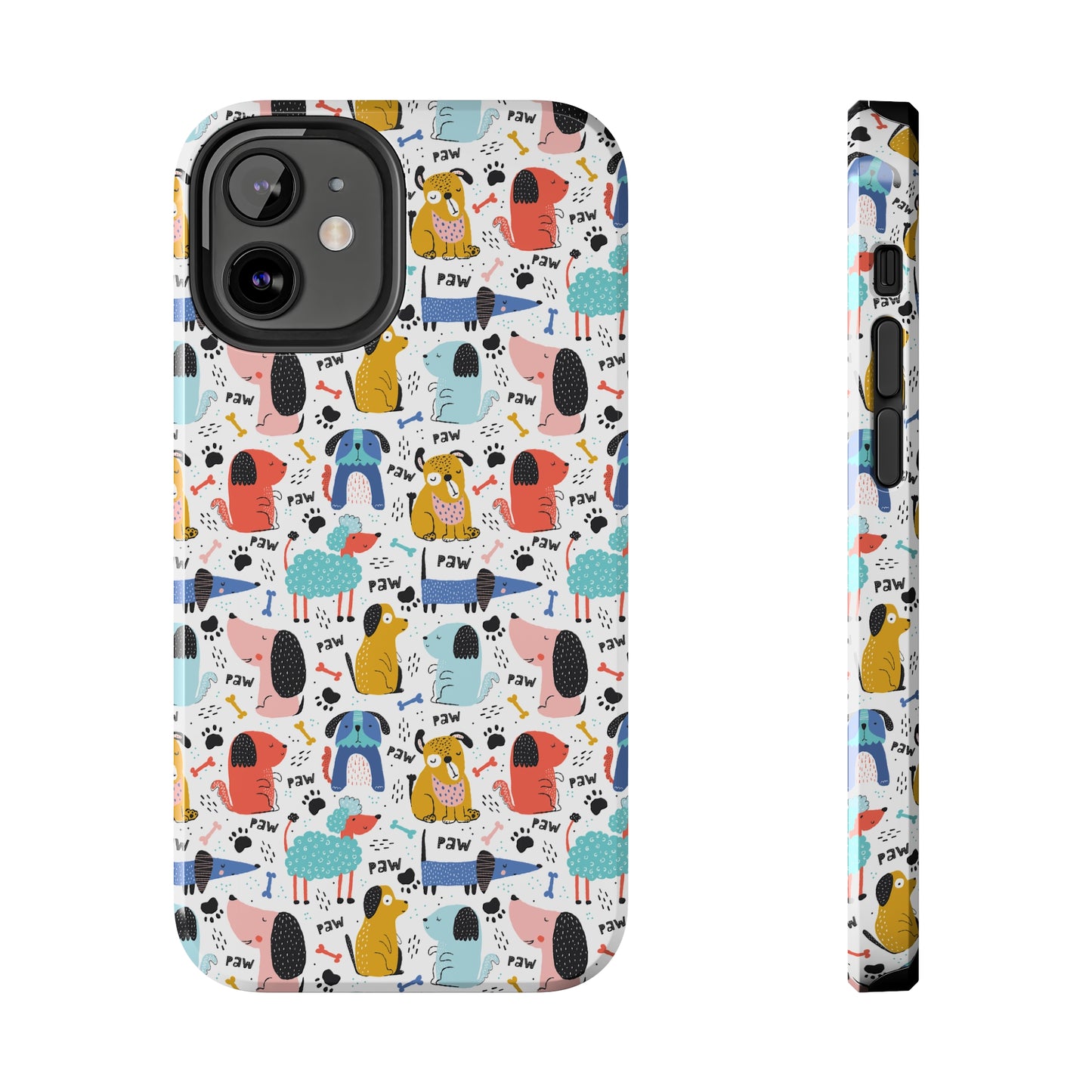 Playful Pups: Colorful Cartoon Dogs Iphone Tough Phone Case