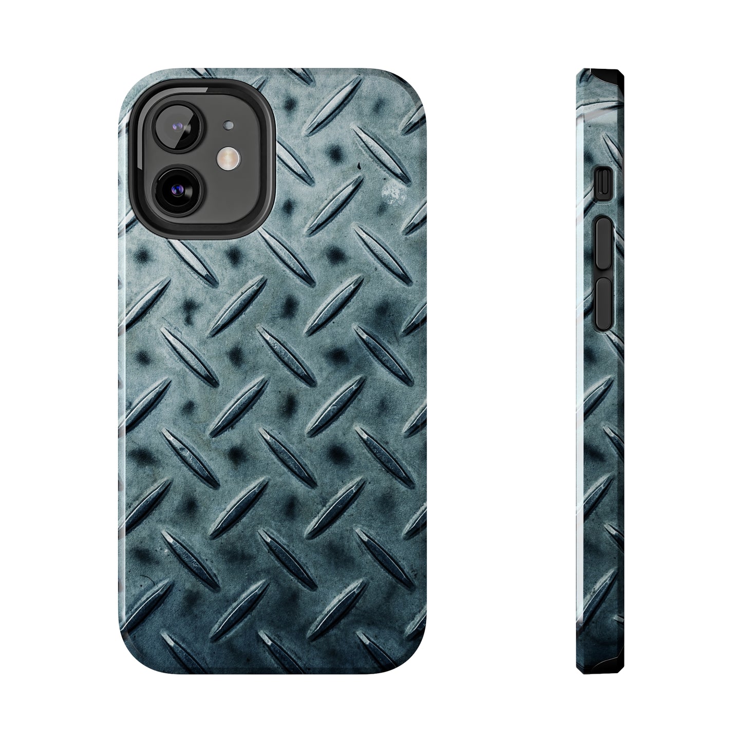 Blue Steel Diamond Plate Design Iphone Tough Phone Case