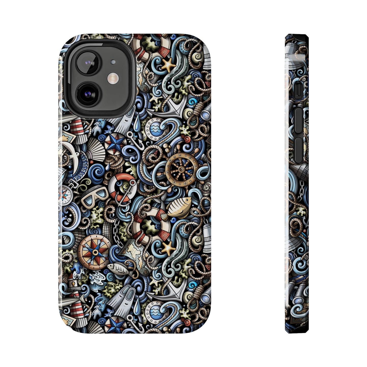 Nautical Ocean Navigation and Sealife Cartoon Design Iphone Tough Phone Case