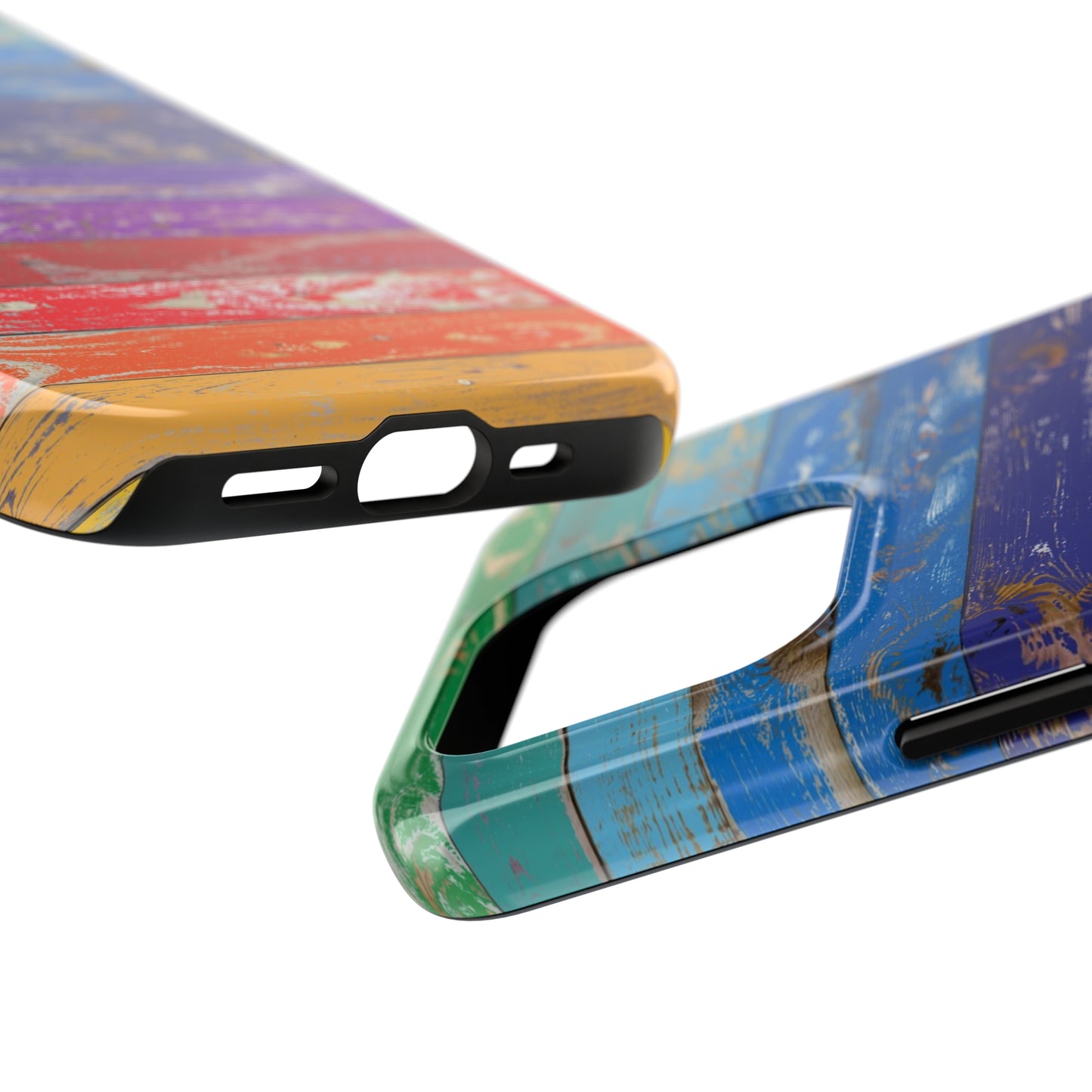 Rainbow Wood Planks Iphone Tough Phone Case