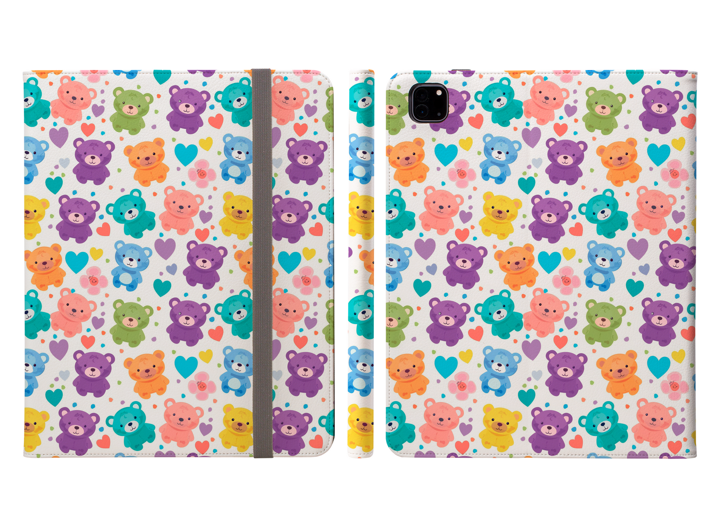 Rainbow Bears: Vibrant Cartoon Bear Extravaganza Protective iPad Pro 11 & Pro 12.9 Protective Case and Pencil Holder