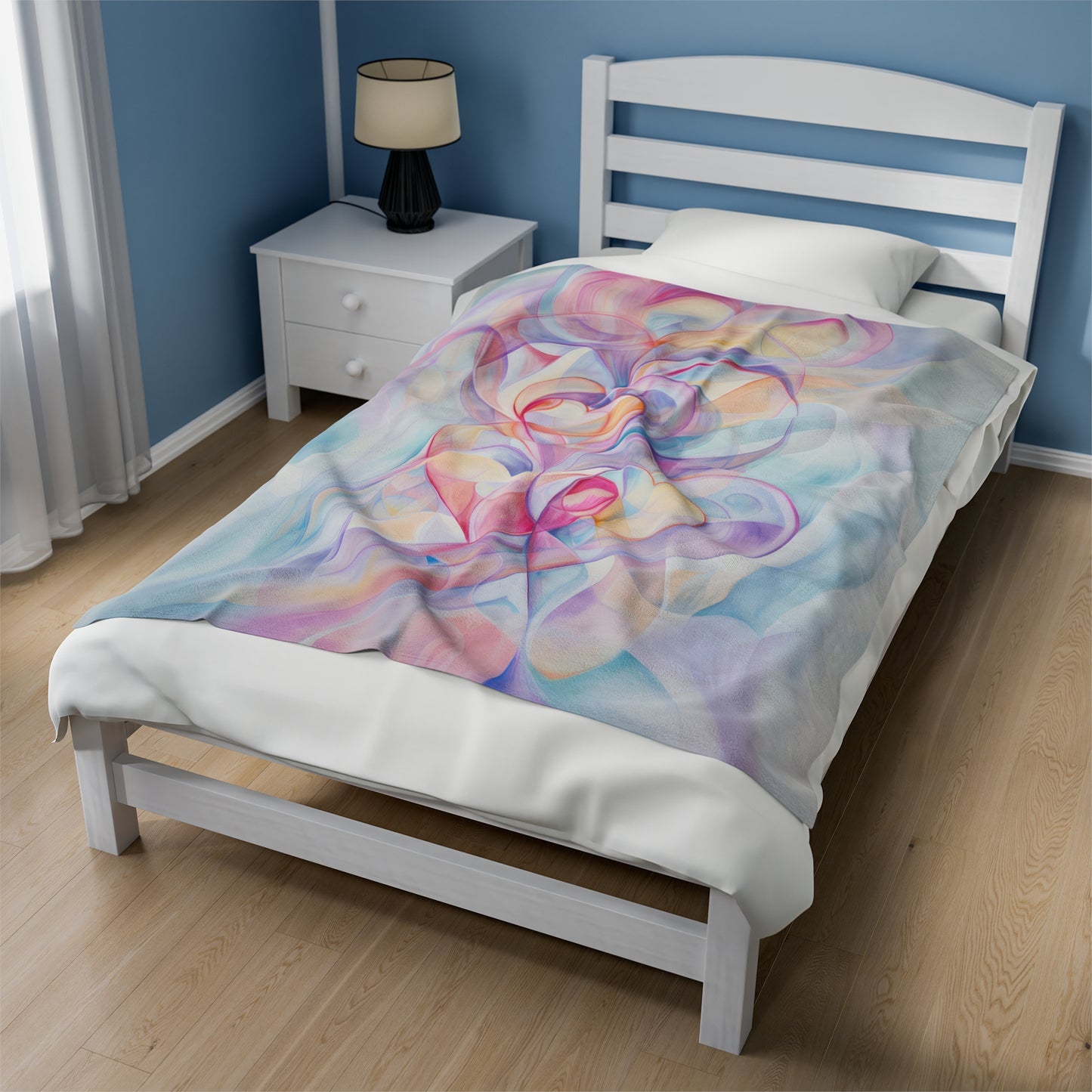 Ethereal Heart Harmony Abstract Pastel Love with Flowing Colors Velveteen Plush Blanket 3 Sizes