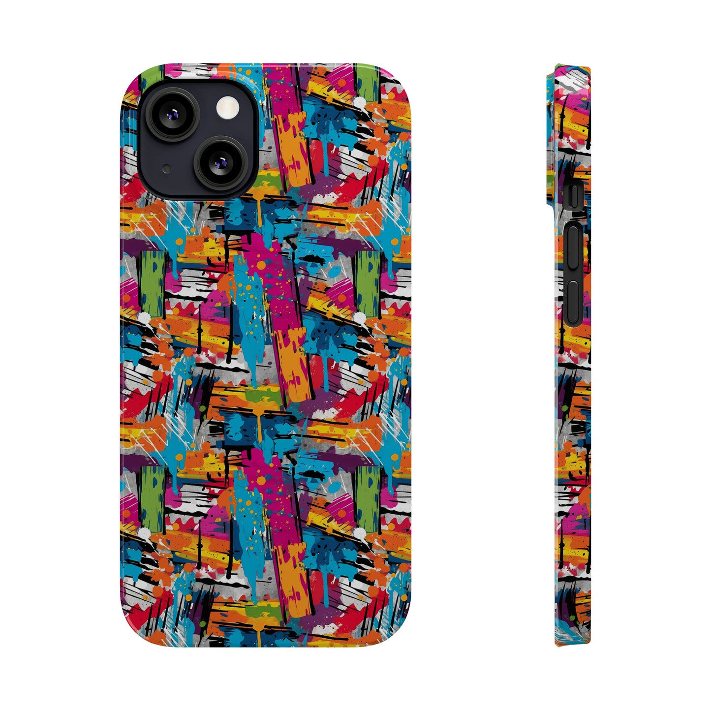 Abstract Brush Painted Colorful Design Iphone 15-12 Slim Phone Case