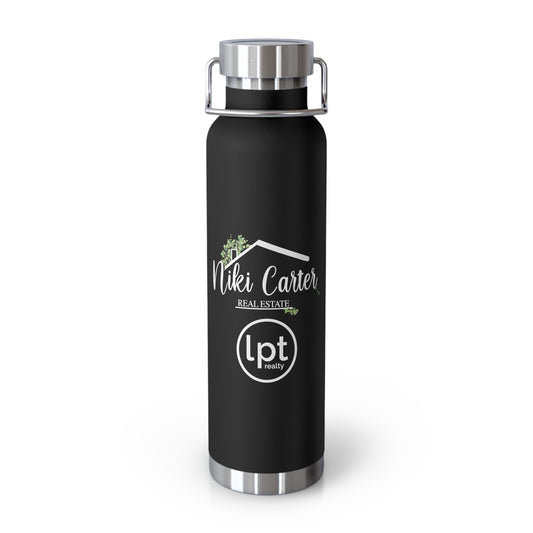 Niki Carter White Logo & LPT  - 22 oz Copper Vacuum Insulated Bottle Multiple Colors