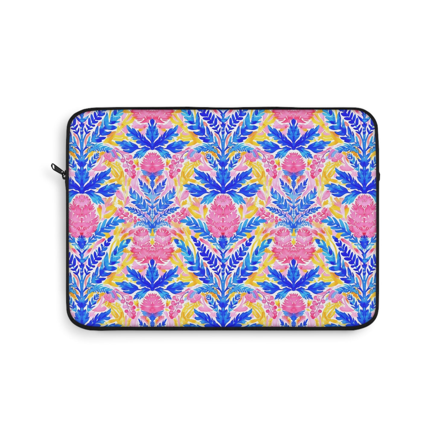 Tropical Watercolor Blooms in Vibrant Pinks and Blues Laptop or Ipad Protective Sleeve 3 Sizes Available