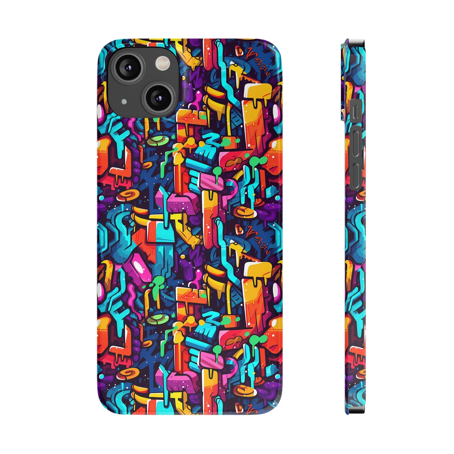 3D Abstract Colorful Street Graffiti Art Design Iphone 15-12 Slim Phone Case