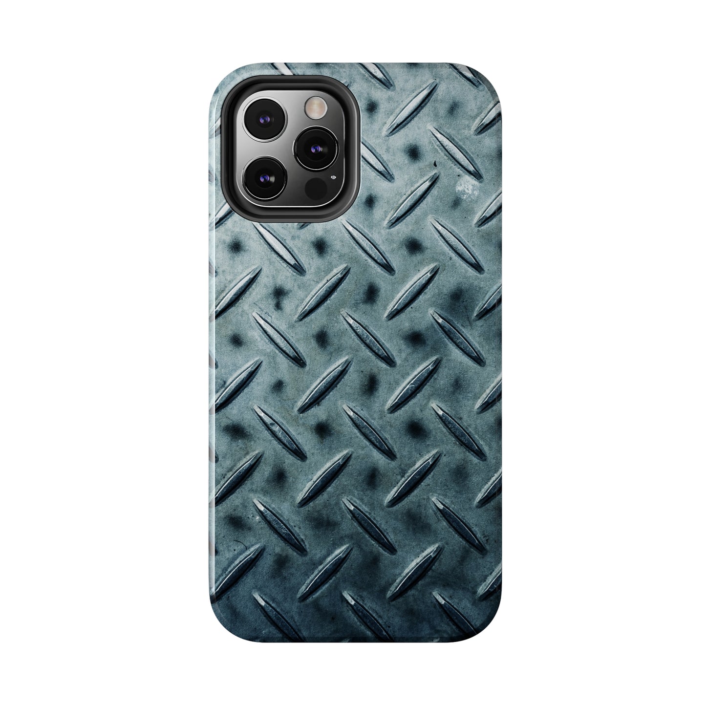 Blue Steel Diamond Plate Design Iphone Tough Phone Case