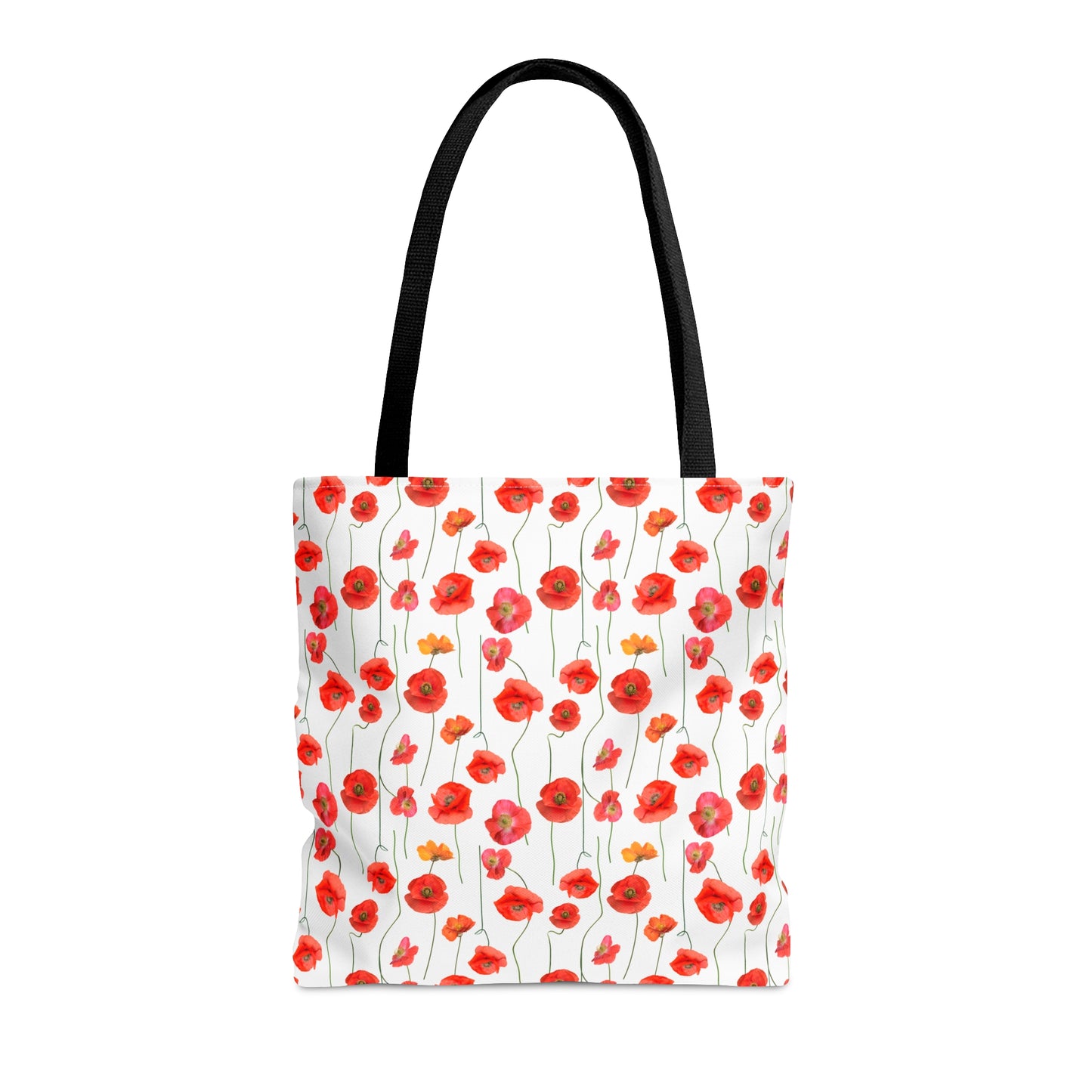 Vivid Elegance: Bright Red Poppies on a White Background - Canvas Tote 3 Sizes