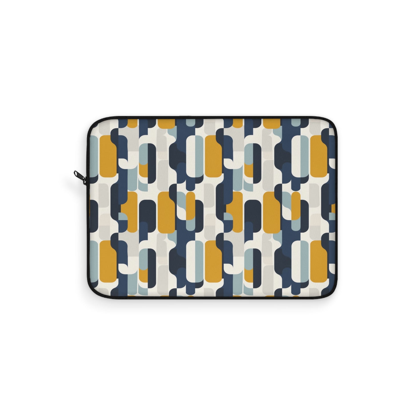 Modern Retro with Bold Geometric Pattern in Mustard and Navy Laptop or Ipad Protective Sleeve 3 Sizes Available