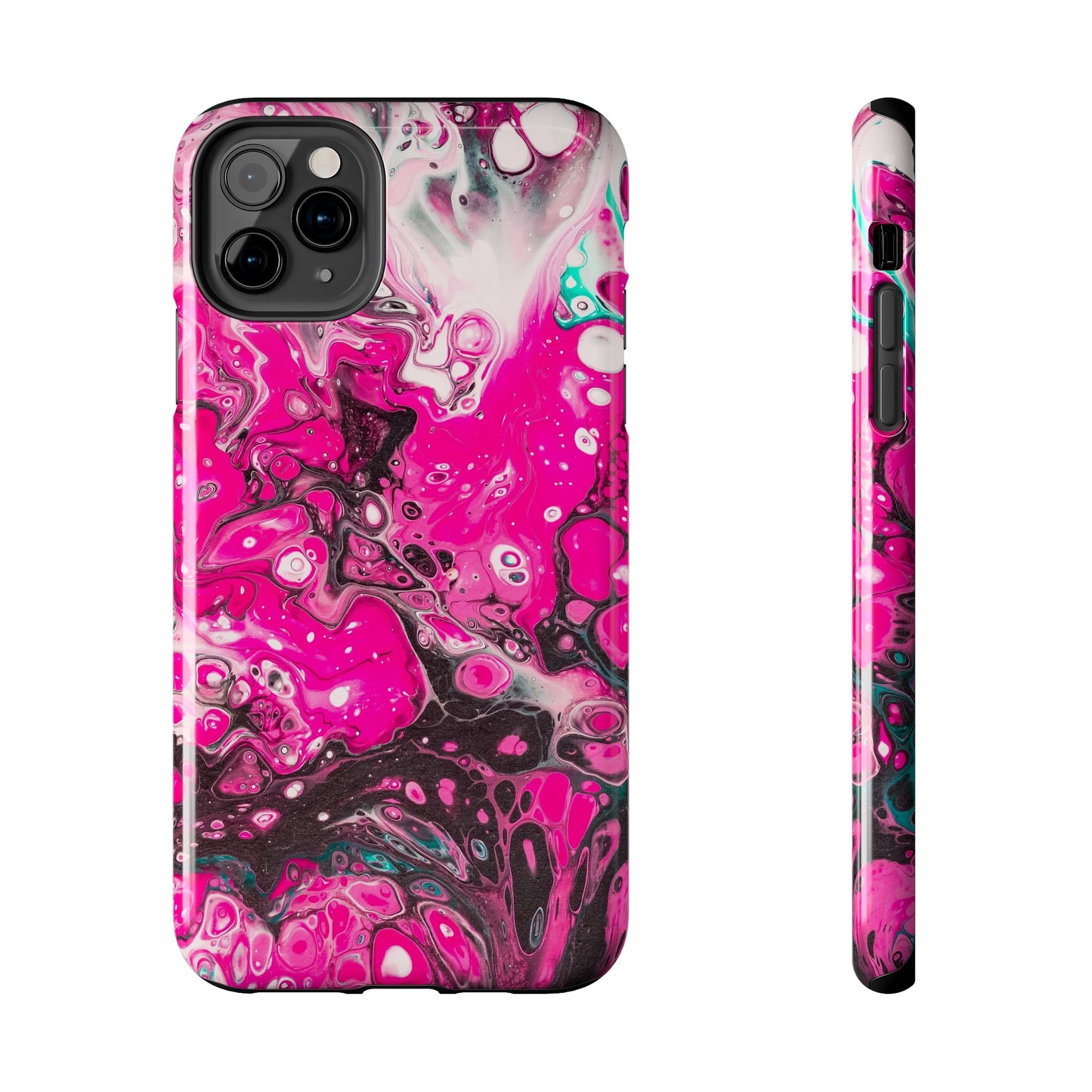 Pink, Black and White Alcohol Ink Design Iphone Tough Phone Case