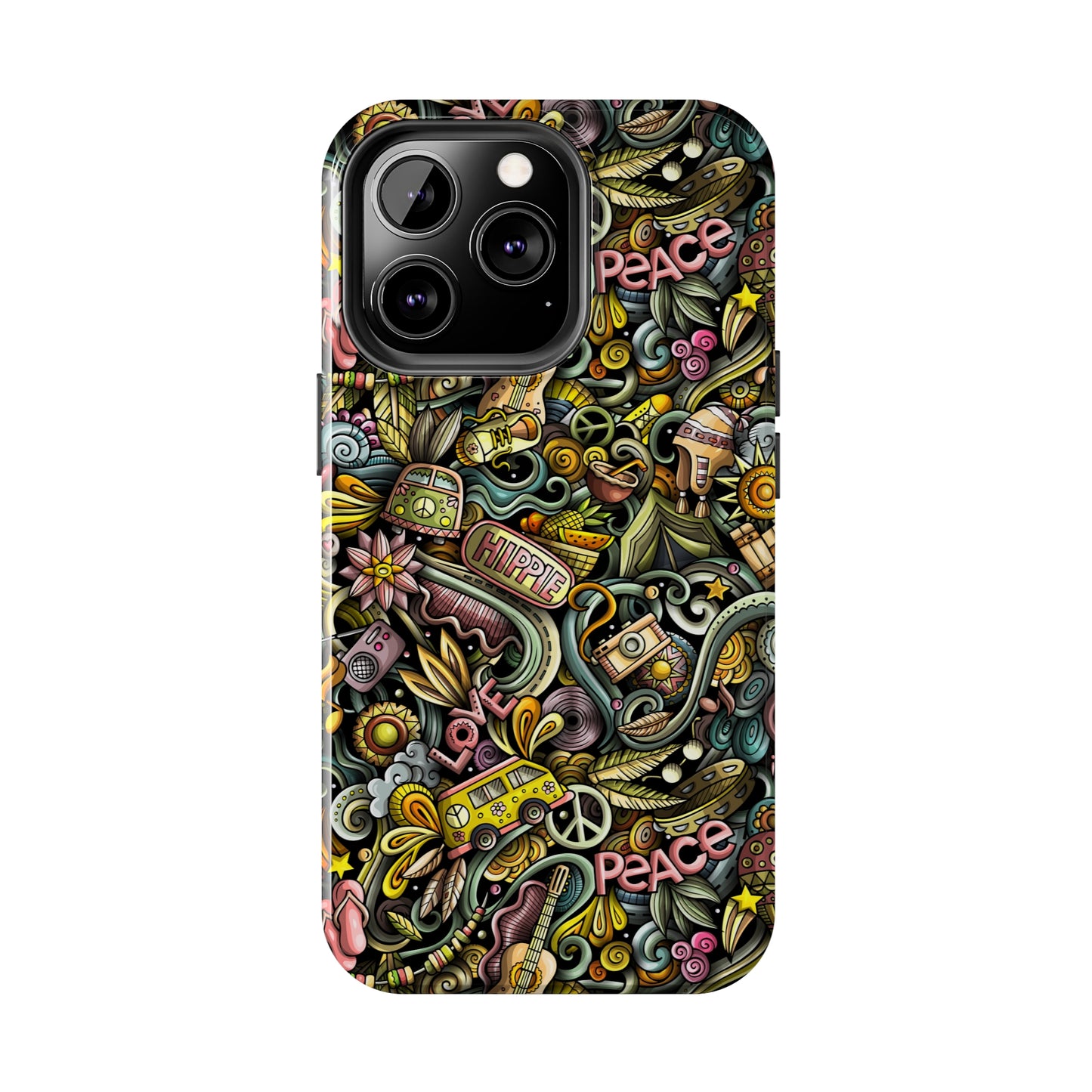 Peace, Love & VW Fun Cartoon Design Iphone Tough Phone Case