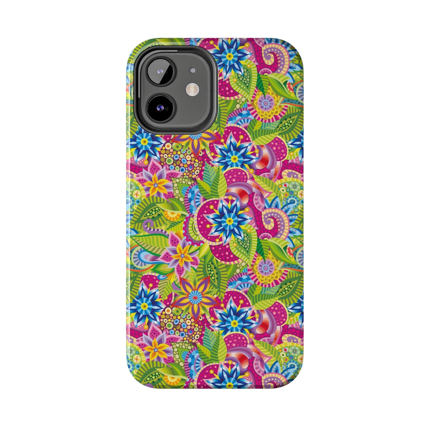 Vibrant Array of Abstract Flowers and Paisley in Rainbow Hues Iphone Tough Phone Case